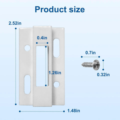 Universal Sliding Door Keeper And Hook Latch Replacement For Pella And Micron 1200 Series Extruded Aluminum Door Latch Kit With Four Mounting Screws White Finish Compatible With Viking And Similar Sliding Doors dimensions shown