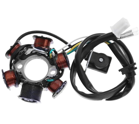 ATV Quad Wiring Harness Kit With Electric Start For GY6 50cc 70cc 110cc 125cc Engines, features coiled wiring and stator
