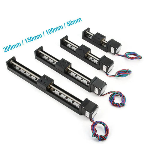 Slick Compact Linear Rail Guide System With 150Mm Travel, 6Mm Lead Screw, Nema 11 Motor, CNC Router Actuator Options
