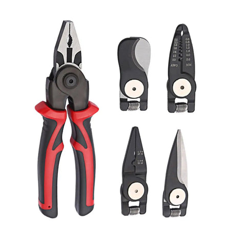 Multipurpose Wire Strippers And Crimping Pliers With Quick Change Heads For DIYers And Home Pros, Ergonomic Grip, Rust-Resistant Steel