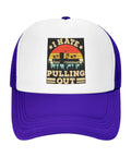 I Hate Pulling Out Funny Camper RV Camping Trailer Mesh Trucker Hat For Guys And Gals Lightweight Baseball Cap front view