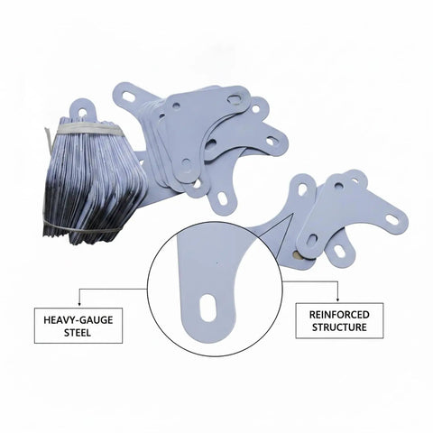 Heavy Duty 4.7 x 3.9 Inch Angle Steel Shelf Brackets Set For Garage, Basement, And Workshop Racks, 16-Pack in white steel