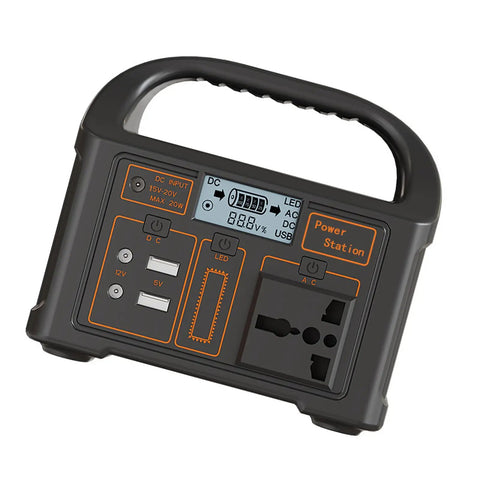 Kickass Portable Solar Power Station Packs Enough Juice To Run Phones Laptops And Tiny Appliances While Camping Or Hitting The Road. Smart Chip Guard Prevents Overloads So You Can Plug In Peacefully, showing control panel and outputs.
