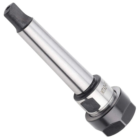 Top Notch MTA2 ER20 Collet Chuck Holder With Morse Taper Shank For CNC Lathe showing shiny steel construction and hexagonal base.