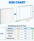 Size chart for Heavy Duty Waterproof Mattress Bag For Moving And Storage Protect Queen Size Mattress During Transit 1.5 Mil