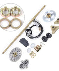 Go Kart Rear Axle Kit 29 Inch 740mm Complete Live Hub With Brake Assembly Pillow Blocks T8F Sprocket 58T components displayed