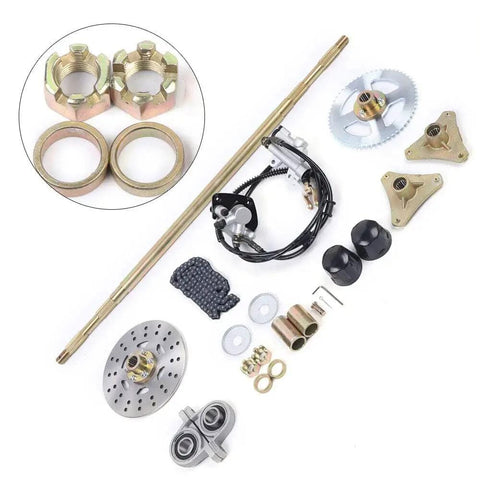 Rear Live Axle Kit With Brake Chain And Hub Assembly For Go Karts ATVs And Quads 29 Inch 58T 740 Millimeters Complete Kit
