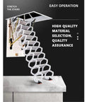 Heavy Duty Electric Remote Attic Ladder Smooth Gliding Pull Down Loft Stairs Retractable Ceiling Staircase Carbon Steel Folding Access No Sweat One Button Control 70 X 100 Cm with extended staircase view.