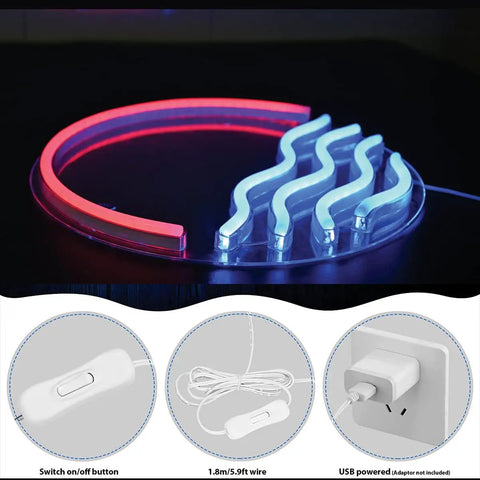 Tropical Sunset Sea LED Neon Sign 12x12 Inches Handmade Wall Decor USB Powered Night Light for Bedroom Living Room Kitchen
