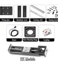 Top Tier Linear Actuator Delivers Dead Set Precise Point Oh One Millimeter Accuracy Heavy Duty Forty Kilogram Load Capacity Compatible With Nema Motors For Cnc Builds And Robotics Built To Rock Your Daily Workflow parts including fitting plate, sensor, and motor mounting flange.