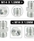 Two silver M14 x 1.5mm hydraulic hose fittings adapters with hex nuts for mini excavator hydraulic lines (2 pcs)