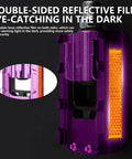 Foldable Bike Pedals Aluminum Alloy 9 Sixteenth Inch With Reflective Strips, Non Slip, Purple, close-up view