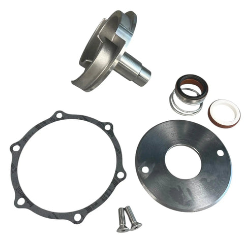Repair Kit For 3 Inch Cast Iron Centrifugal Pedestal Pump With Wear Plate Gasket Impeller Shaft Sleeve Mechanical Seal And Screws Model 18100 Replacement Parts For Beef Up And Easy Maintenance And Long Lasting Performance, kit parts laid out