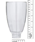Clear Glass Colonial Style Lamp Shade For Sconces And Hanging Lights Six And A Half Inches Tall Three And Three Quarter Inches Wide Fitter One And Five Eighths Inches Vintage Look With Crisp Transparency For Classic Home Lighting with ruler showing dimensions.