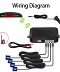 Wireless Parking Sensor System With 4 Blue Backup Sensors, LED Distance Display, Sound Warnings, Plug In No Wiring Diagram.