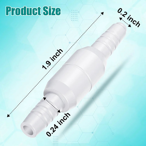 Geiserailie oxygen tubing swivel connector, white plastic, 360-degree rotation, 1.9in long, 0.24in dia