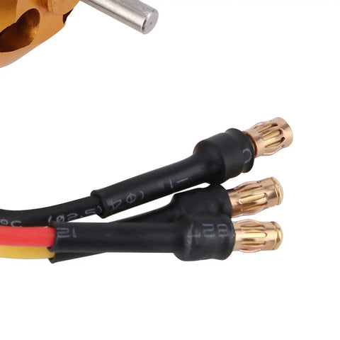 Close-up of wires and connectors from the 2212 1400KV brushless motor in High Performance RC Helicopter Fixed Wing Set
