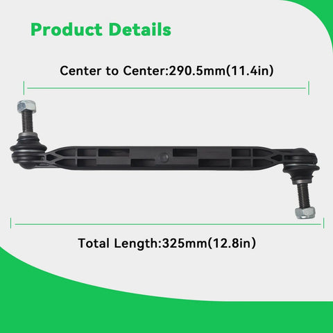 Two Pack Front Sway Bar Stabilizer Links For Buick LaCrosse Regal 2013-2016, Chevy Impala 2014-2020, Malibu 2013-2015 Center To Center 11.45 Inches Without Sport Suspension OE Quality, black metal link, 290.5mm