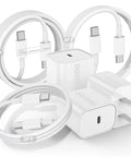 Must Have 20W Fast Charger Kit For iPhone 17 16 15 With 3ft 6ft And 10ft USB C To USB C Cables And 20W PD Block Fast Charge