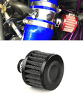 12Mm Air Filter Cold Air Intake Breather for Cars and Motorcycles, universal black turbo vent air cleaner, improves throttle response