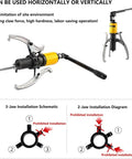 Heavy Duty 10 Ton Hydraulic Gear Puller Kit 22000 Lb 3 Jaw Bearing Remover Wheel Separator Tool showing 3-jaw and 2-jaw setup