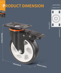 5 Inch Caster Wheels With Brake Set Of 4 Heavy Duty 2000 Lbs Industrial Swivel Casters Polyurethane Quiet Wheels For Cart And Workbench Dual Locking Safety Brakes Two Hardware Kits Included