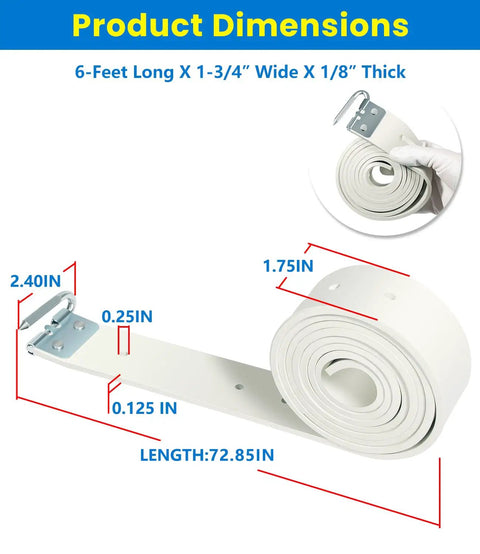 Brake Drum Silencer Band For Brake Lathe 6 Ft X 1.75 In X 0.125 In Heavy Duty Rubber Vibration Belt dimensions illustration.