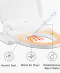Electric Bidet Toilet Seat Elongated With Warm Water And Heated Seat 360 Degree Self Cleaning Nozzle Warm Air Dryer