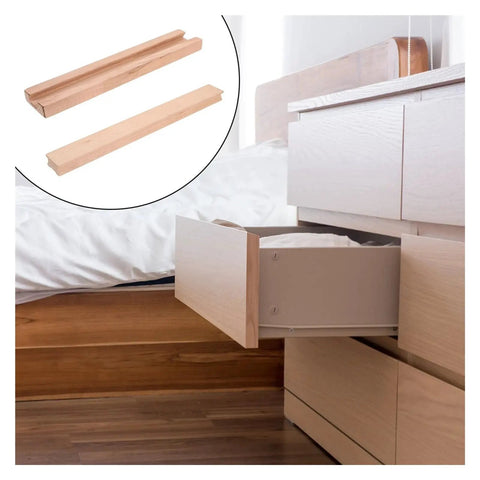 Full Extension Drawer Slides in Solid Wood with Bottom Mount Glides, shown with open drawer next to bed.