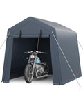 Portable Outdoor Storage Shed With Roll Up Zipper Door And Vent 240G Built Tough Waterproof PE Tarp UV Resistant Carport 6x8 Feet Gray sheltering motorcycle