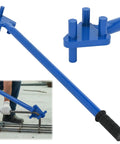Heavy Duty Manual Rebar Bender Tool For Steel Rods Portable Hand Cranked Bending Machine Carbon Steel Construction showing user in action.
