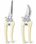 Pruning Shears Set Of Two For Gardening For Flowers Bonsai And Fruit Picking One Straight Blade And One Curved Blade With Ergonomic Comfort