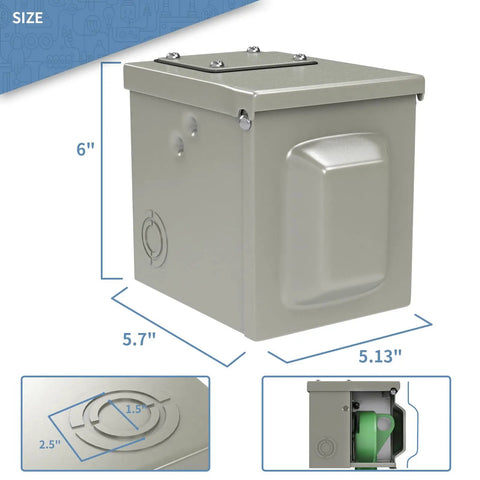Heavy Duty 50 Amp 250 Volt NEMA 6 50R Welding Outlet Box Enclosed Lockable Weatherproof Outdoor Electrical Cabinet dimensions