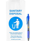 Bulk 1000 Count Sanitary Disposal Bags For Feminine Hygiene 4x2x9 Inches shown with pen for size comparison