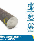Aircraft Grade 4130 Alloy Steel Round Bar 0.75 Inch Diameter by 24 Inch Length, Normalized Mill Finish, AMS 6370 and AMS S6758