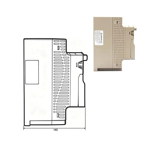 Rock Solid 3.7 kW VFD Inverter With 220V 380V Variable Frequency Drive For Industrial Motors And Low Voltage Applications, High Frequency Motor Speed Controller, Wide Compatibility And Smooth, Reliable Operation side view, 143mm