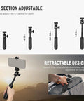 Adjustable Tiny But Mighty Mini Desk Selfie Stick Tripod with retractable sections for iPhone GoPro Insta360 Android Webcams