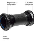 DUB English Bottom Bracket Sealed Cartridge Bearings Threaded BSA 68 And 73mm Black With Gutter Seal Technology