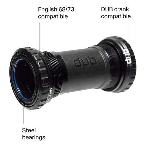 DUB English Bottom Bracket Sealed Cartridge Bearings Threaded BSA 68 And 73mm Black With Gutter Seal Technology
