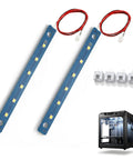 Two Piece 24V LED Light Strip Kit For Adventurer 5M And 5M Pro, shown with light bars and a 3D printer model.