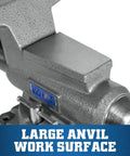 Mechanics Pro Bench Vise With Six And A Half Inch Jaw Width And Six Inch Jaw Opening For Precise Grips And Heavy Duty Metalworking Four And Three Eighth Inch Throat Sixty Thousand PSI Ductile Iron Construction With Enclosed Spindle And Needle Roller For anvil work surface