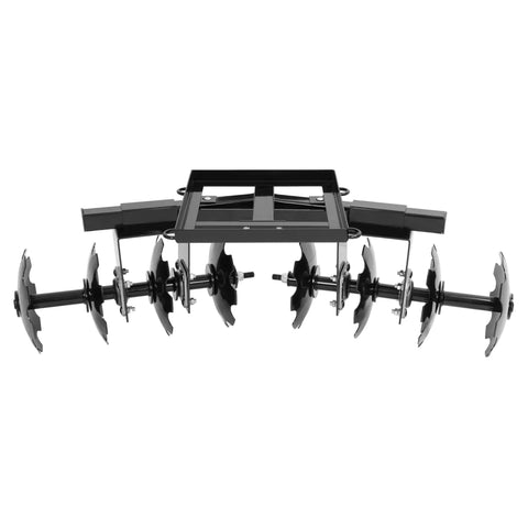 54 Inch Universal Disc Plow For ATV UTV Harrow Garden Tractor Attachment With 2 Inch Receiver Powder Coated Steel Built Tough For Quick Soil Till And Garden Prep front view