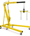 Heavy Duty Hydraulic Engine Hoist Cherry Picker Crane Packs A Bad Ass 4400 Lb Capacity with chain hoist and swivel casters.