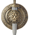 Gladiator Shield And Sword Set Costume Accessory In Gold And Silver, 18 Inch Shield, intricate lion design, perfect for cosplay
