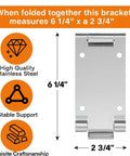 Low Headroom Garage Door Top Brackets For Standard Twelve Or Fifteen Inch Radius Tracks Easy Install Built Tough For Commercial And Residential Doors Replaces Low Headroom Double Track Silver Gray Finish One Pair showing dimensions and stainless steel material