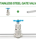Forged 304 Stainless Steel Gate Valve One Half Inch NPT Female With Wheel Handle installed in pipeline