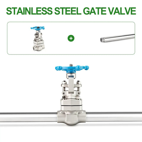 Forged 304 Stainless Steel Gate Valve One Half Inch NPT Female With Wheel Handle installed in pipeline