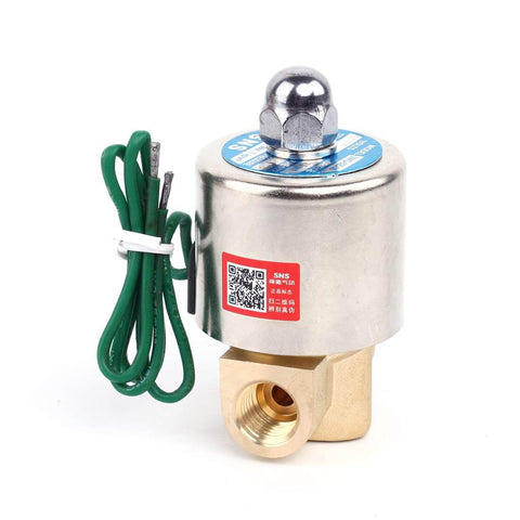 Brass Electric Solenoid Valve AC110V Normally Closed 2-Way 1/4 Inch NPT High Temperature Range with wiring visible, front view.