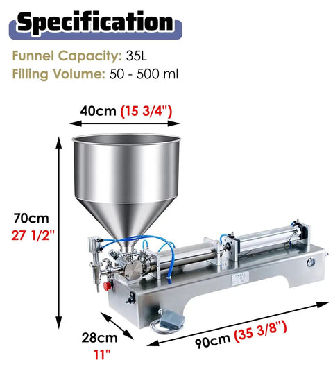 No Sweat Precision Filling With This Semi Automatic Horizontal Paste Liquid Filling Machine featuring a 35L funnel and precise filling.
