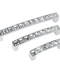 Modern Decor Crystal Glass Rhinestone Drawer Cabinet Pulls Zinc Alloy Handle Set 4 Inch Overall Length 3.8 Inch Hole Centers Includes 22mm And 30mm Screws 5 Pack